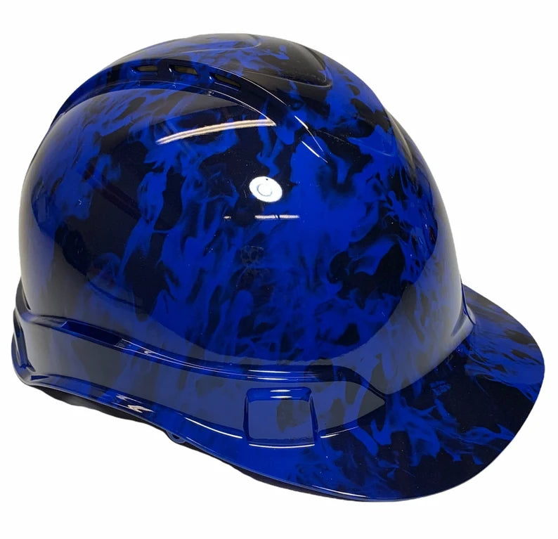 Hard Hat Ridgeline Cap Style Custom Vented Blue Flames