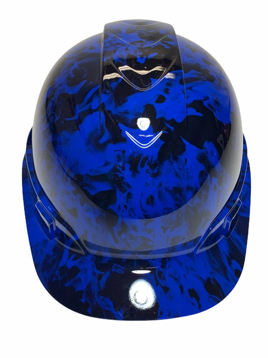 Hard Hat Ridgeline Cap Style Custom Vented Blue Flames