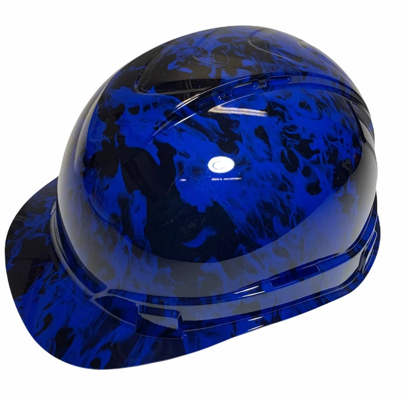 Hard Hat Ridgeline Cap Style Custom Vented Blue Flames