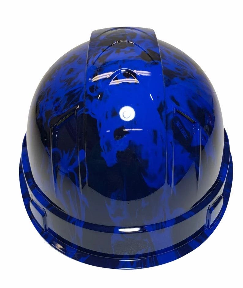 Hard Hat Ridgeline Cap Style Custom Vented Blue Flames