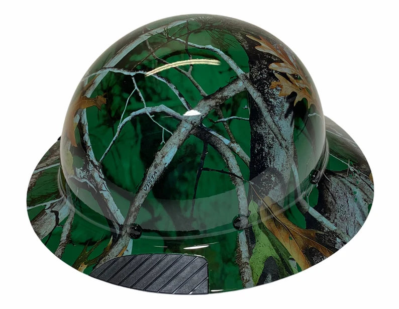 Custom Hydro Dip Green Vista Camo Lift Fiber Resin Full Brim Hard Hat