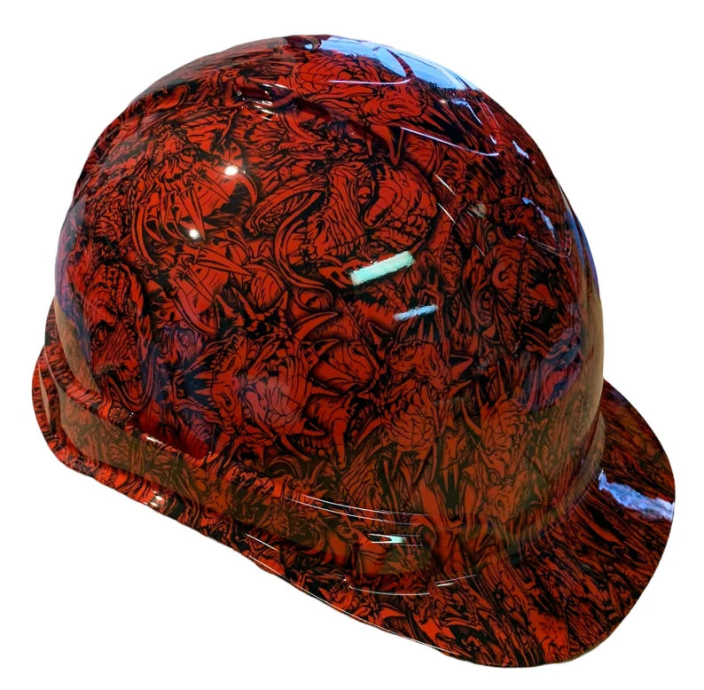 Custom Hard Hat Red Dragons Vented Ridgeline Cap Style