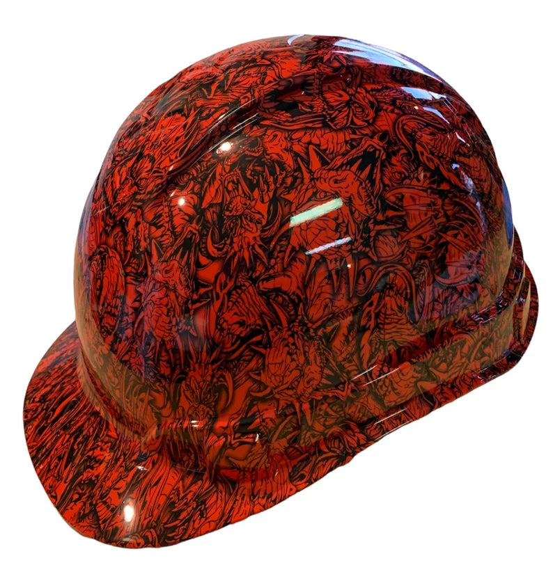 Custom Hard Hat Red Dragons Vented Ridgeline Cap Style