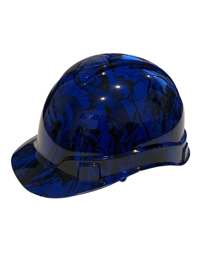 Custom Hydro Dipped Hard Hat Dark Blue Graffiti Cap Style