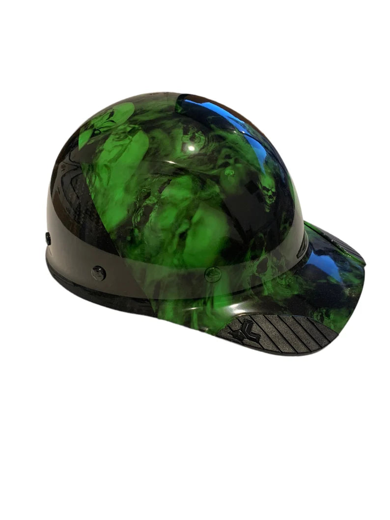 Custom Hydro Dipped Black and Green Lost Souls Lift Fifty 50 Carbon Fiber HDC50C-19OC Cap Style Hard Hat