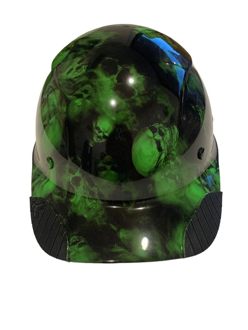 Custom Hydro Dipped Black and Green Lost Souls Lift Fifty 50 Carbon Fiber HDC50C-19OC Cap Style Hard Hat