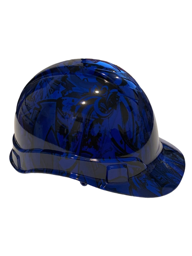 Custom Hydro Dipped Hard Hat Dark Blue Graffiti Cap Style