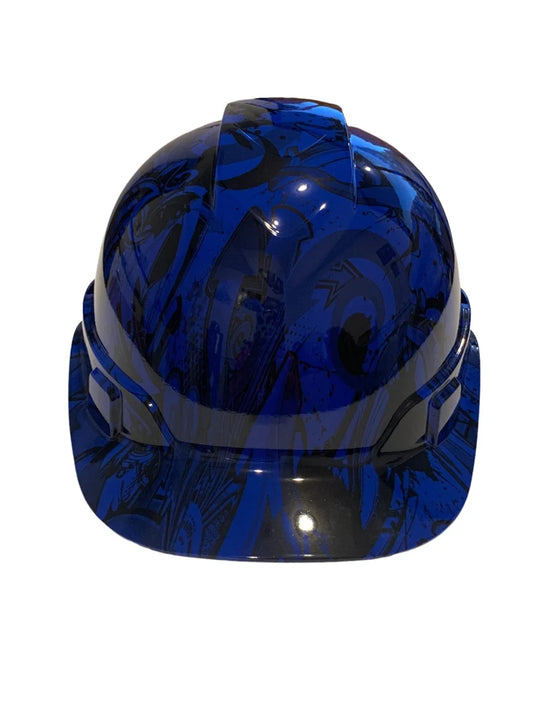 Custom Hydro Dipped Hard Hat Dark Blue Graffiti Cap Style