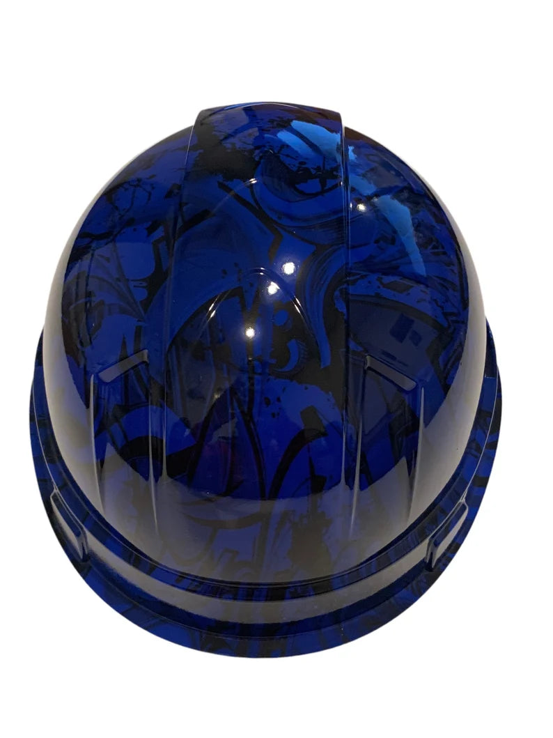 Custom Hydro Dipped Hard Hat Dark Blue Graffiti Cap Style