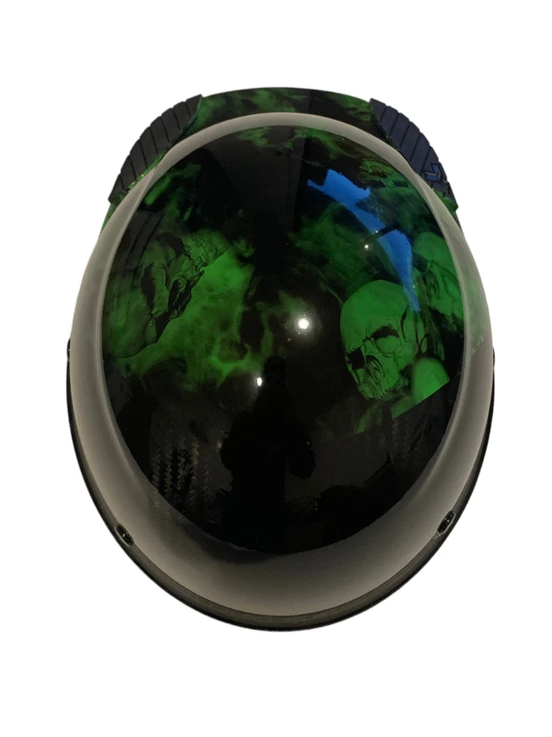 Custom Hydro Dipped Black and Green Lost Souls Lift Fifty 50 Carbon Fiber HDC50C-19OC Cap Style Hard Hat