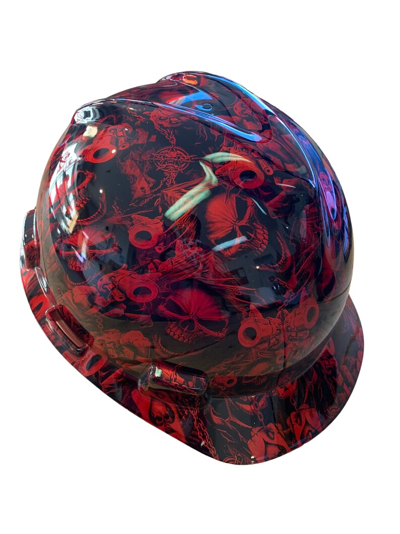 Custom Hard Hat Kandy Red gangsta Hydro Dipped MSA VGard Cap Style