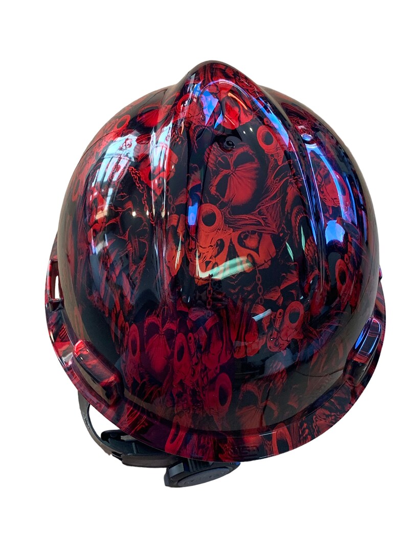 Custom Hard Hat Kandy Red gangsta Hydro Dipped MSA VGard Cap Style