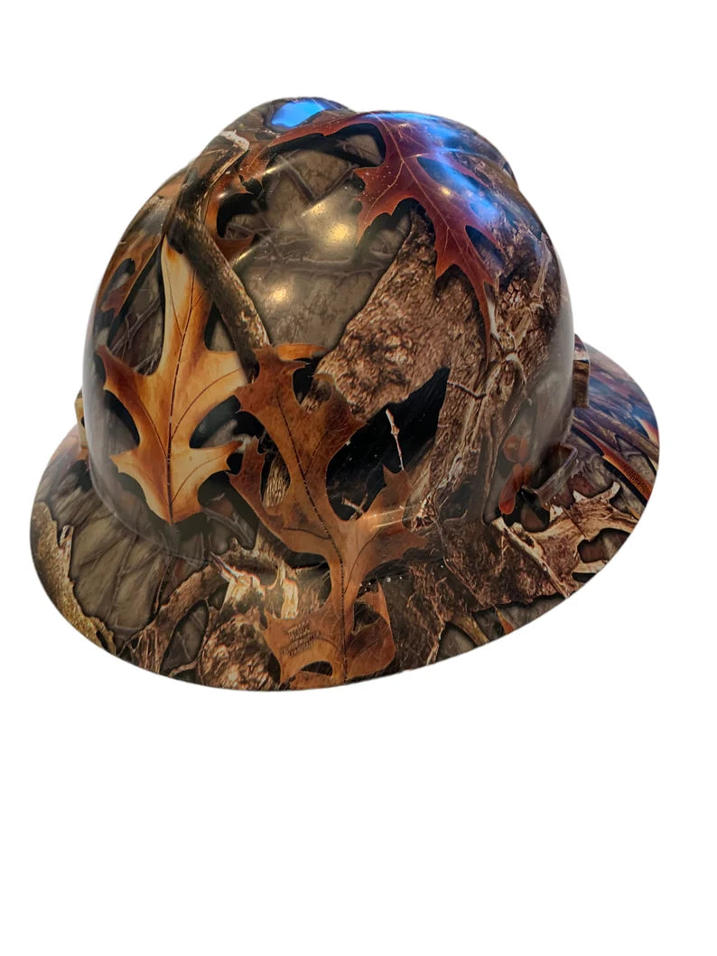 Custom Hydro Dipped Woods Thunder Mountain Hard Hat MSA V-Gard Full Brim