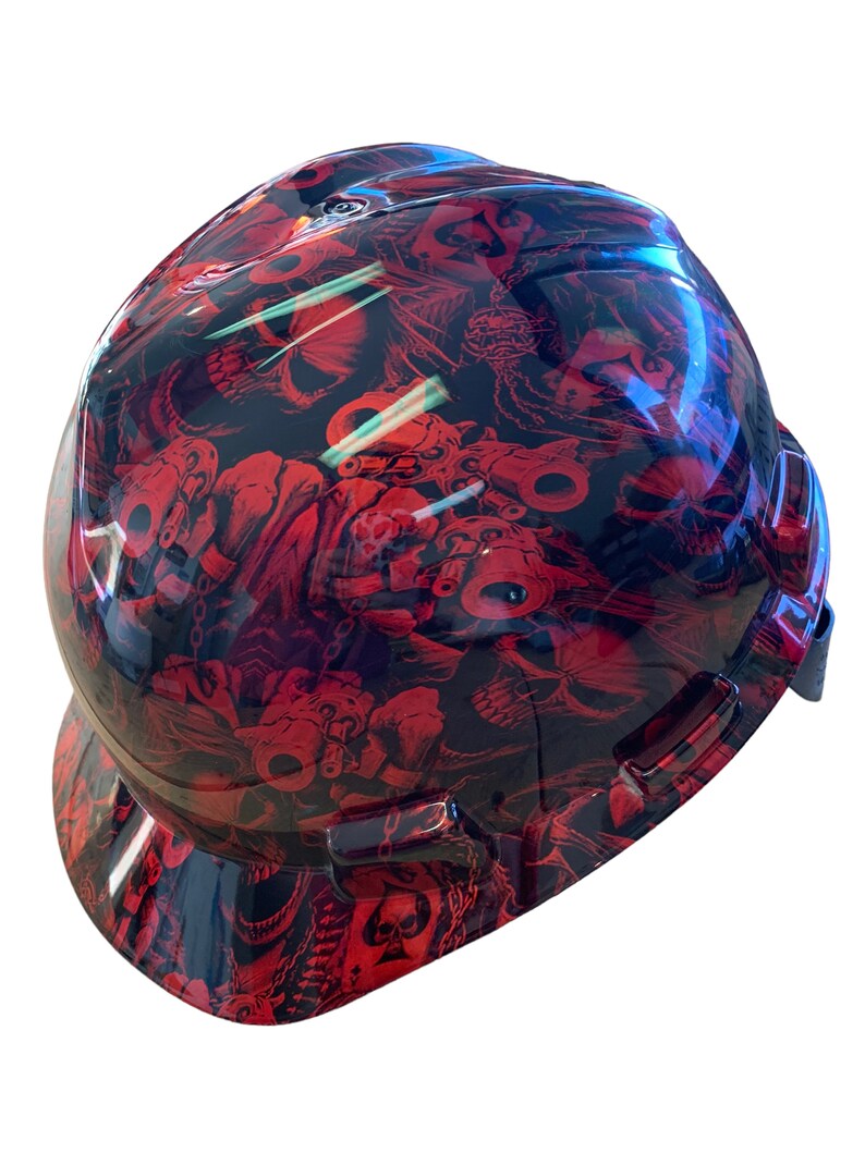 Custom Hard Hat Kandy Red gangsta Hydro Dipped MSA VGard Cap Style