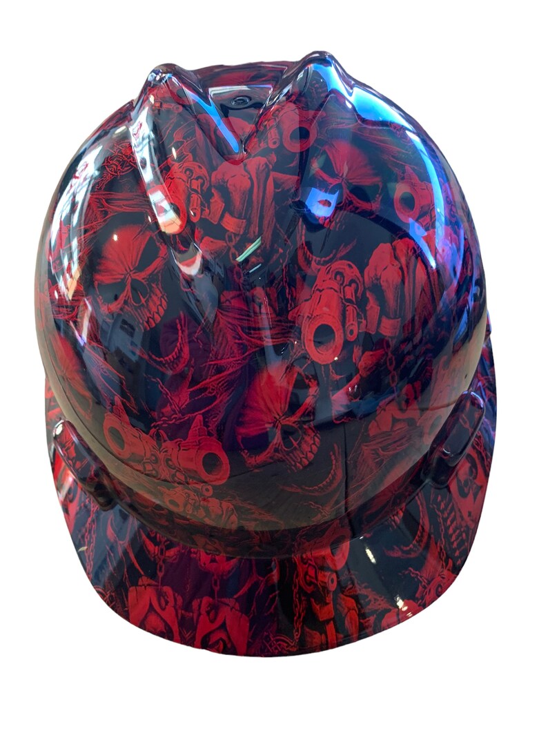 Custom Hard Hat Kandy Red gangsta Hydro Dipped MSA VGard Cap Style