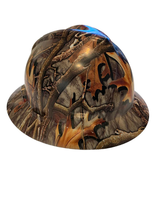 Custom Hydro Dipped Woods Thunder Mountain Hard Hat MSA V-Gard Full Brim