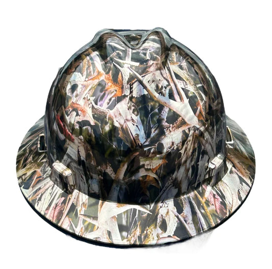 Custom Hard Hat MSA Full Brim Chrome Bonz Camo