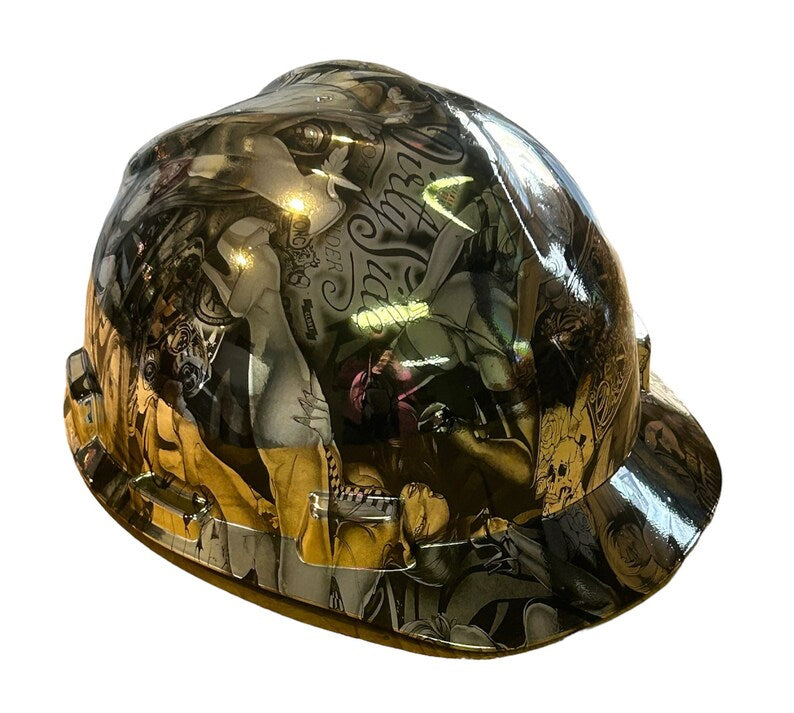 Hard Hat MSA V-Gard Cap Style Custom Chrome Naughty Boy