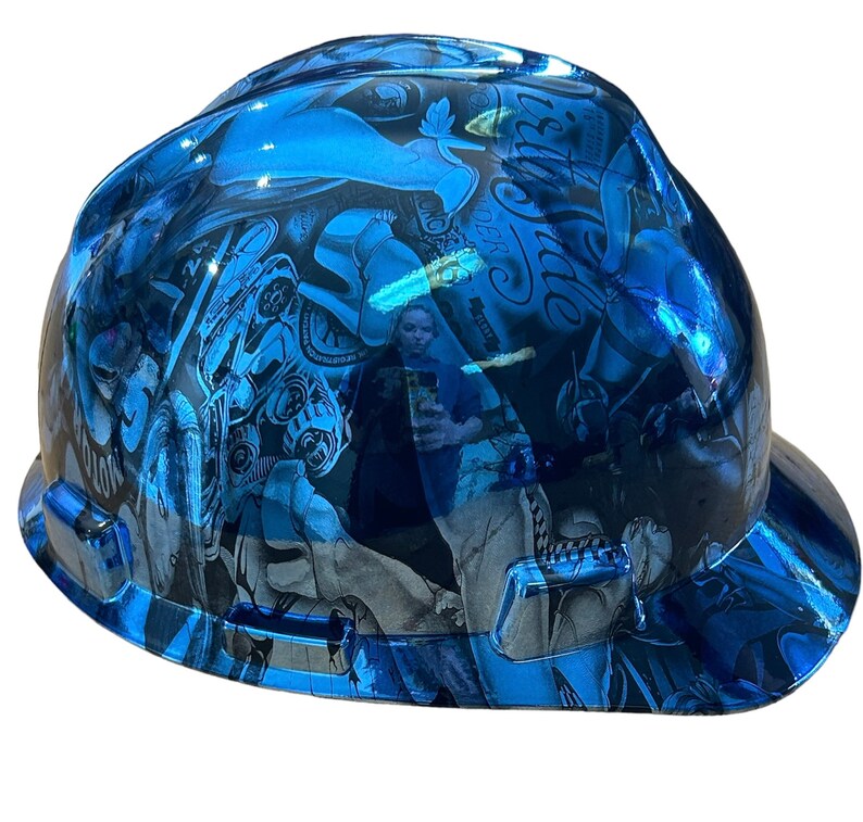 Hard Hat MSA V-Gard Cap Style Custom Chrome Kandy Blue Naughty Boy