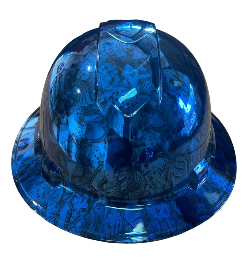 Custom Ridgeline Full Brim Hard Hat Chrome Kandy Blue Naughty Boy