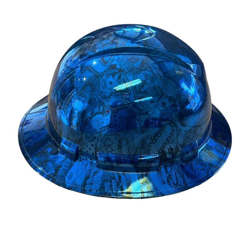 Custom Ridgeline Full Brim Hard Hat Chrome Kandy Blue Naughty Boy