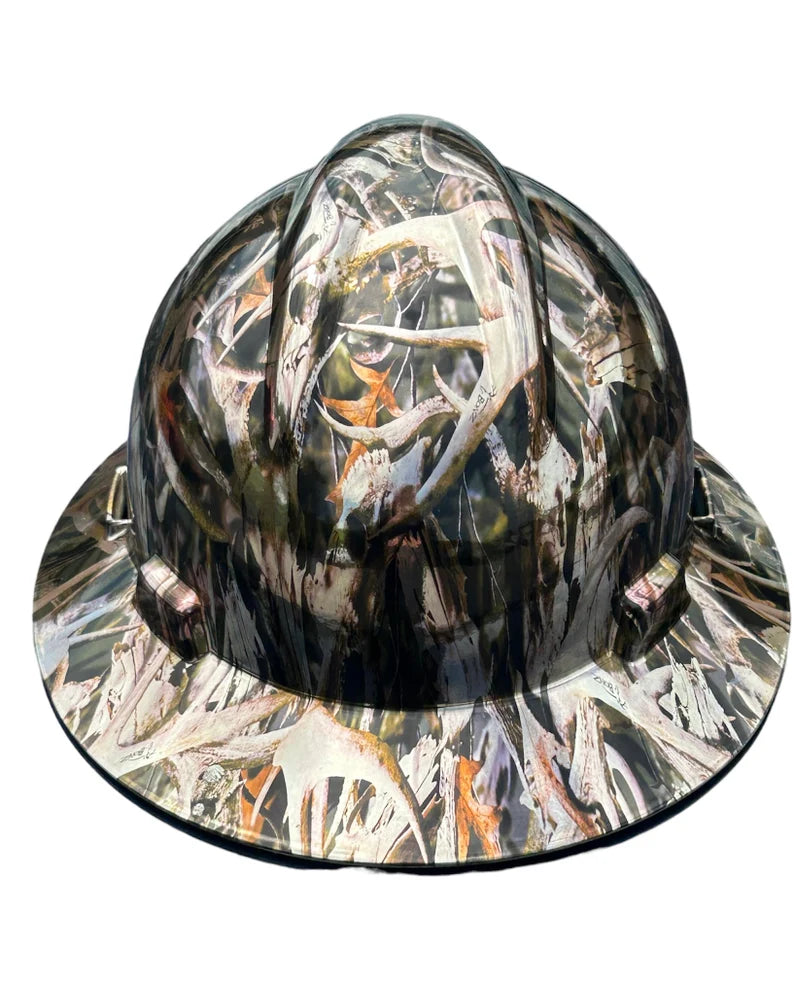 Custom Hard Hat MSA Full Brim Chrome Bonz Camo