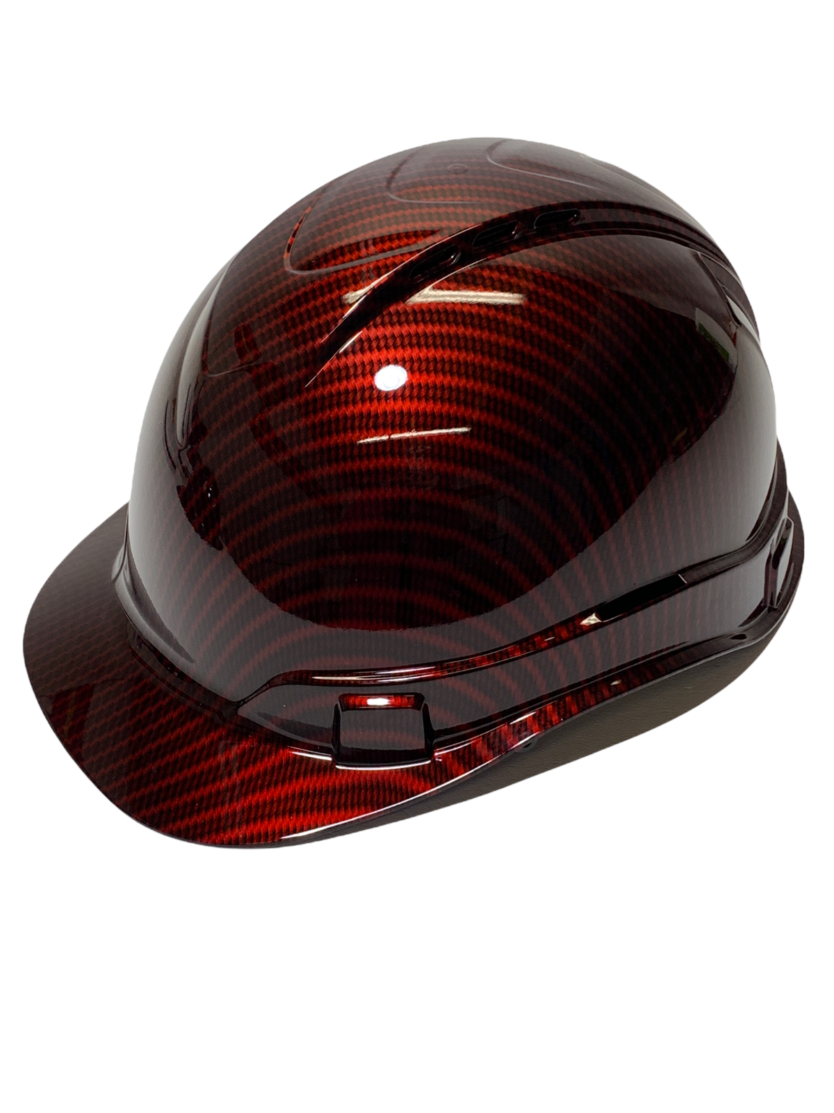 Custom Hard Hat Hydro Dipped Carbon Fiber Kandy Red Ridgeline Vented Cap Style