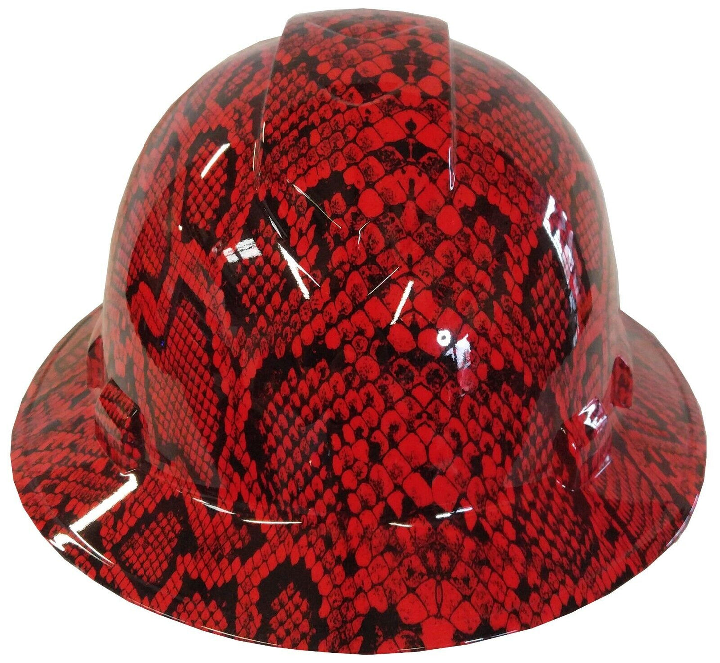 Hydro Dipped Hard Hat Ridgeline Full Brim Custom Red Snake Skin