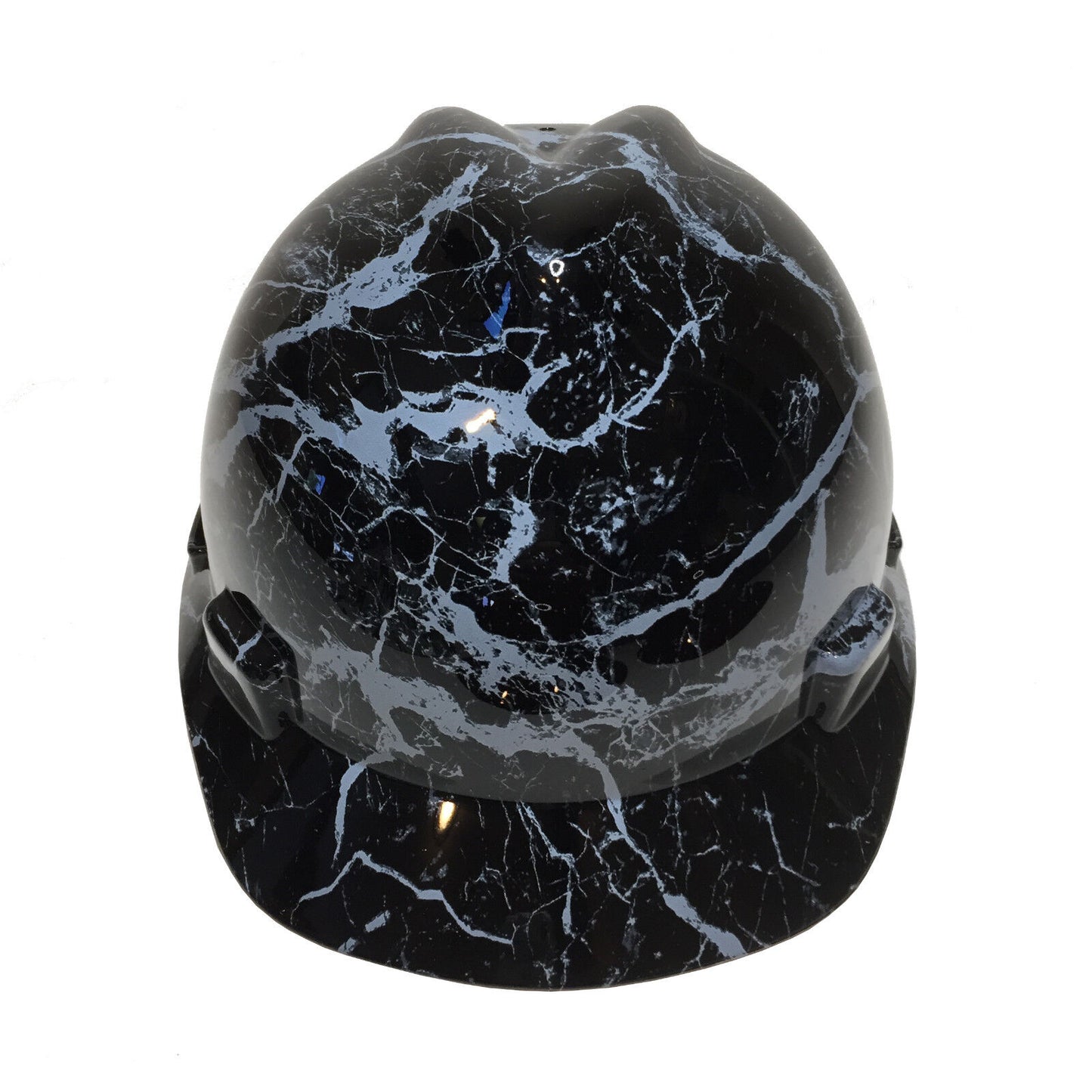 Hydro Dipped Custom Hard Hat MSA Cap Style White On Black Marble