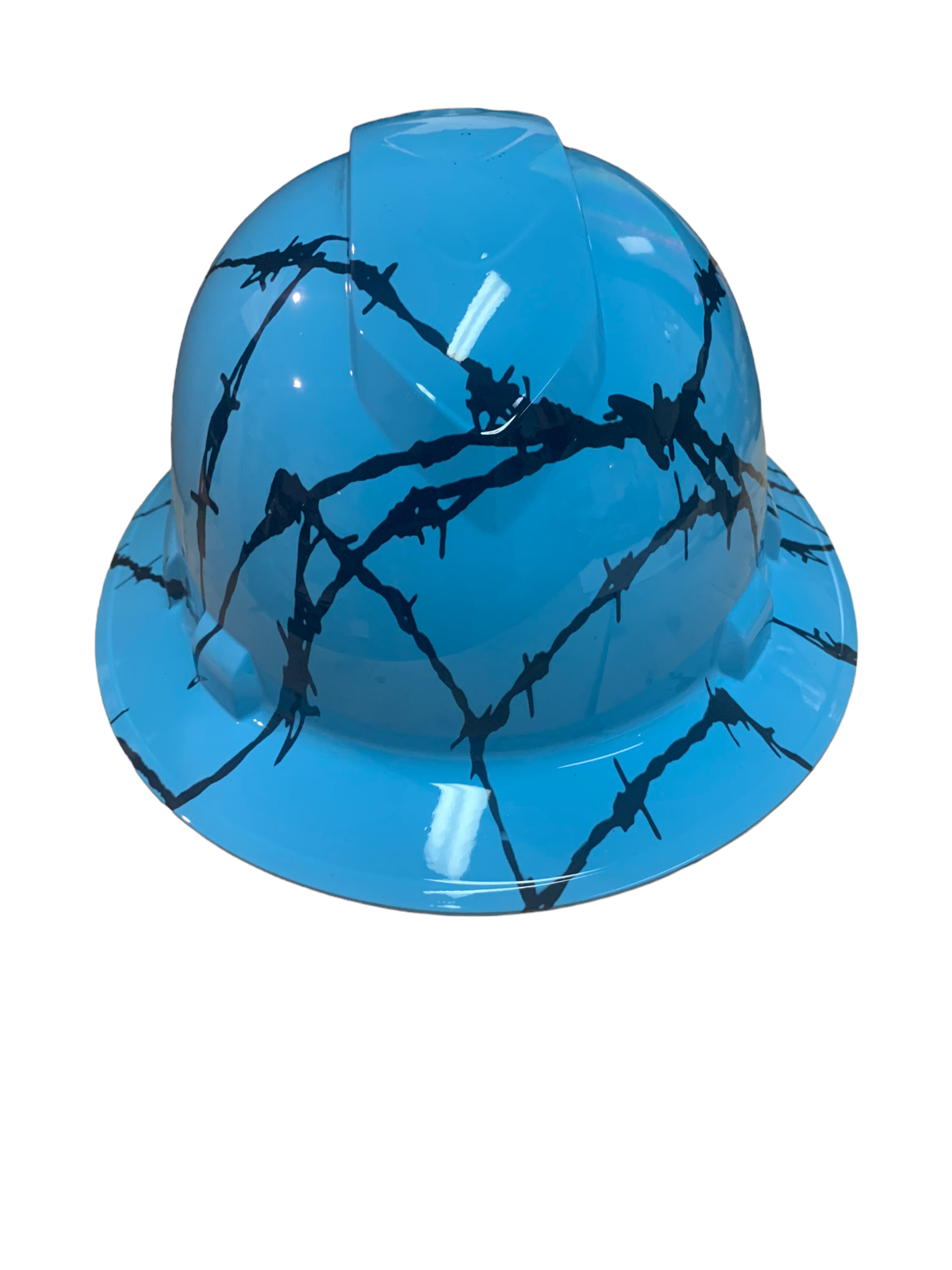 Hydro Dipped Hard Hat Ridgeline Full Brim Custom Teal Barbed Wire