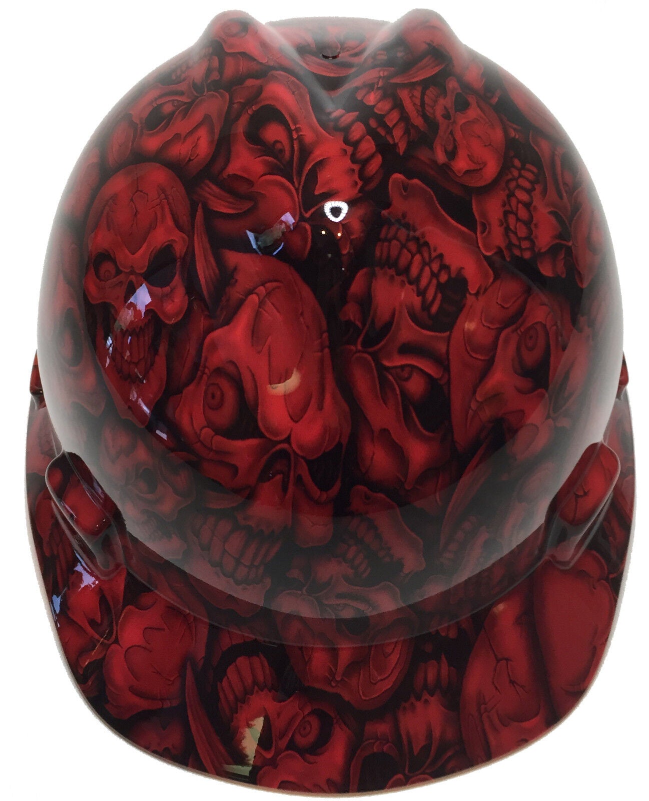 Hydro Dipped MSA Cap Style VGuard Hard Hat Red Insanity Skulls