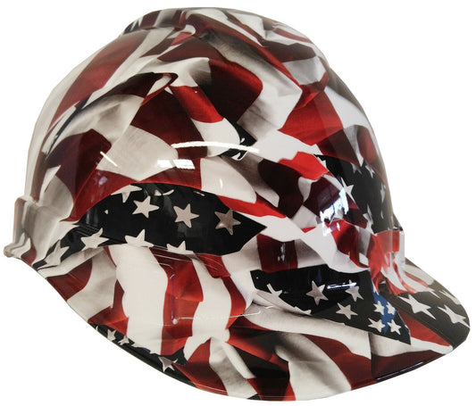 Hydro Dipped Hard Hat Ridgeline Cap Style Custom American Flags