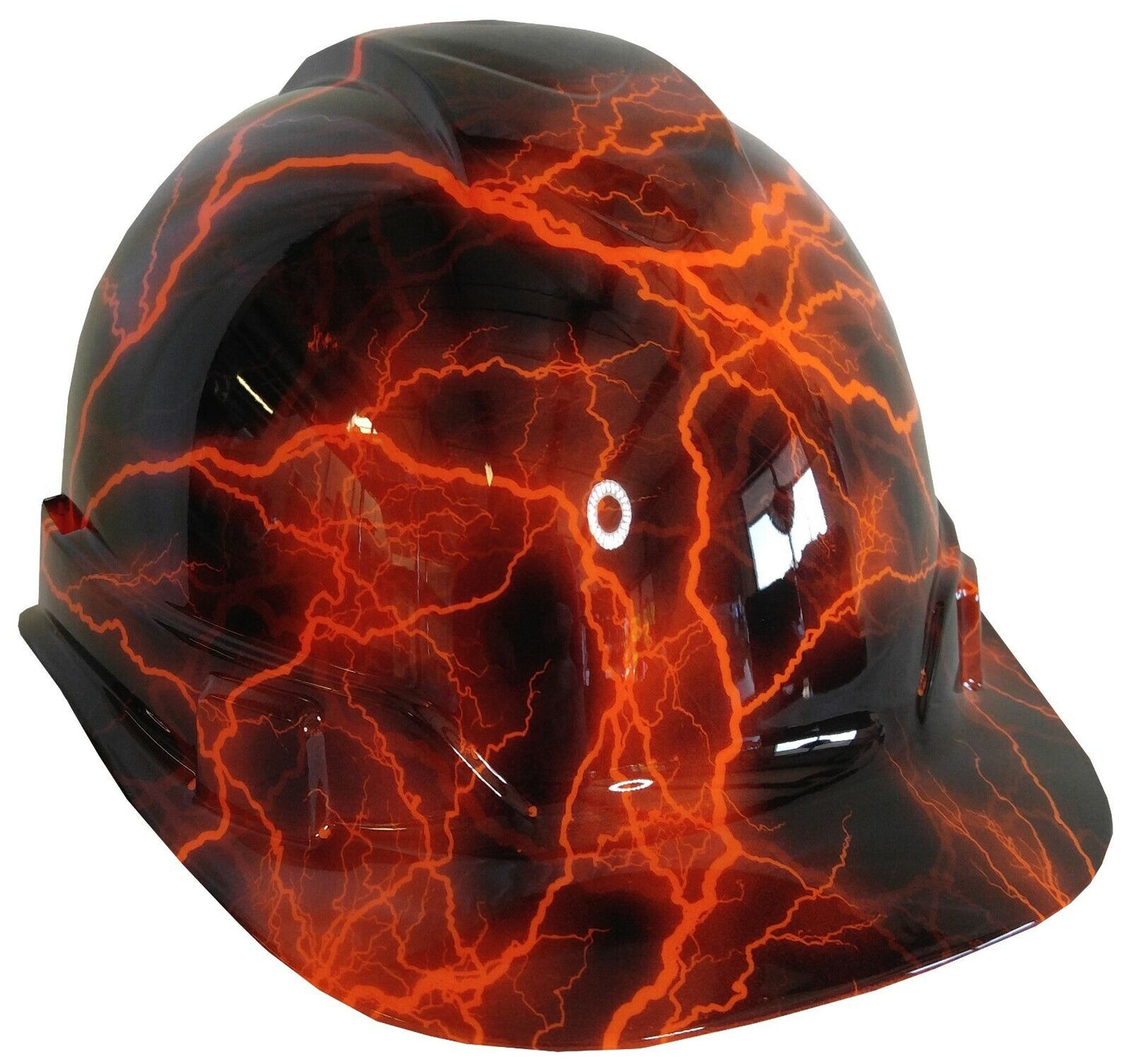 Hydro Dipped Hard Hat Ridgeline Cap Style Custom HiVis Orange Lightning