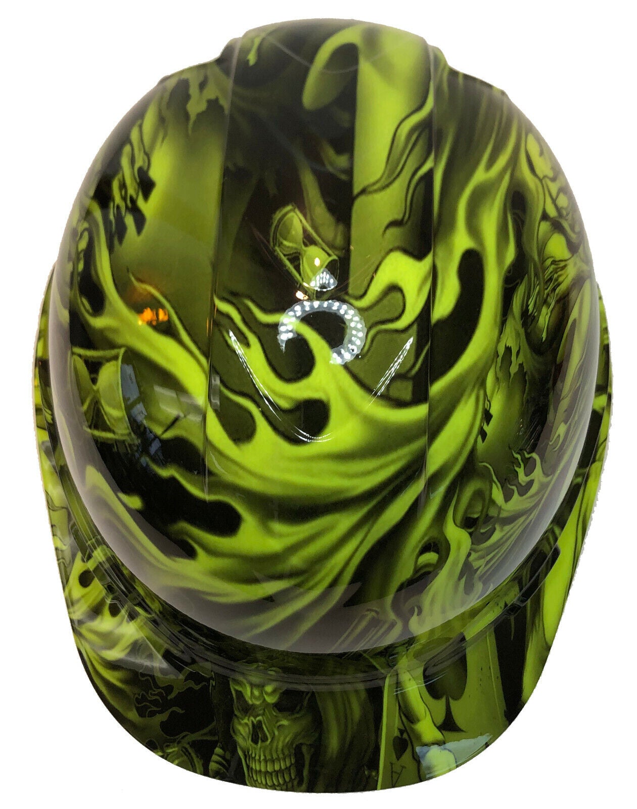 Custom Hydro Dipped Hard Hat Ridgeline Cap Style Hi Vis Green Ace Of Skulls