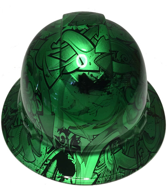 Hard Hat Ridgeline Hydro Dipped Full Brim Custom Green Kandy Graffiti