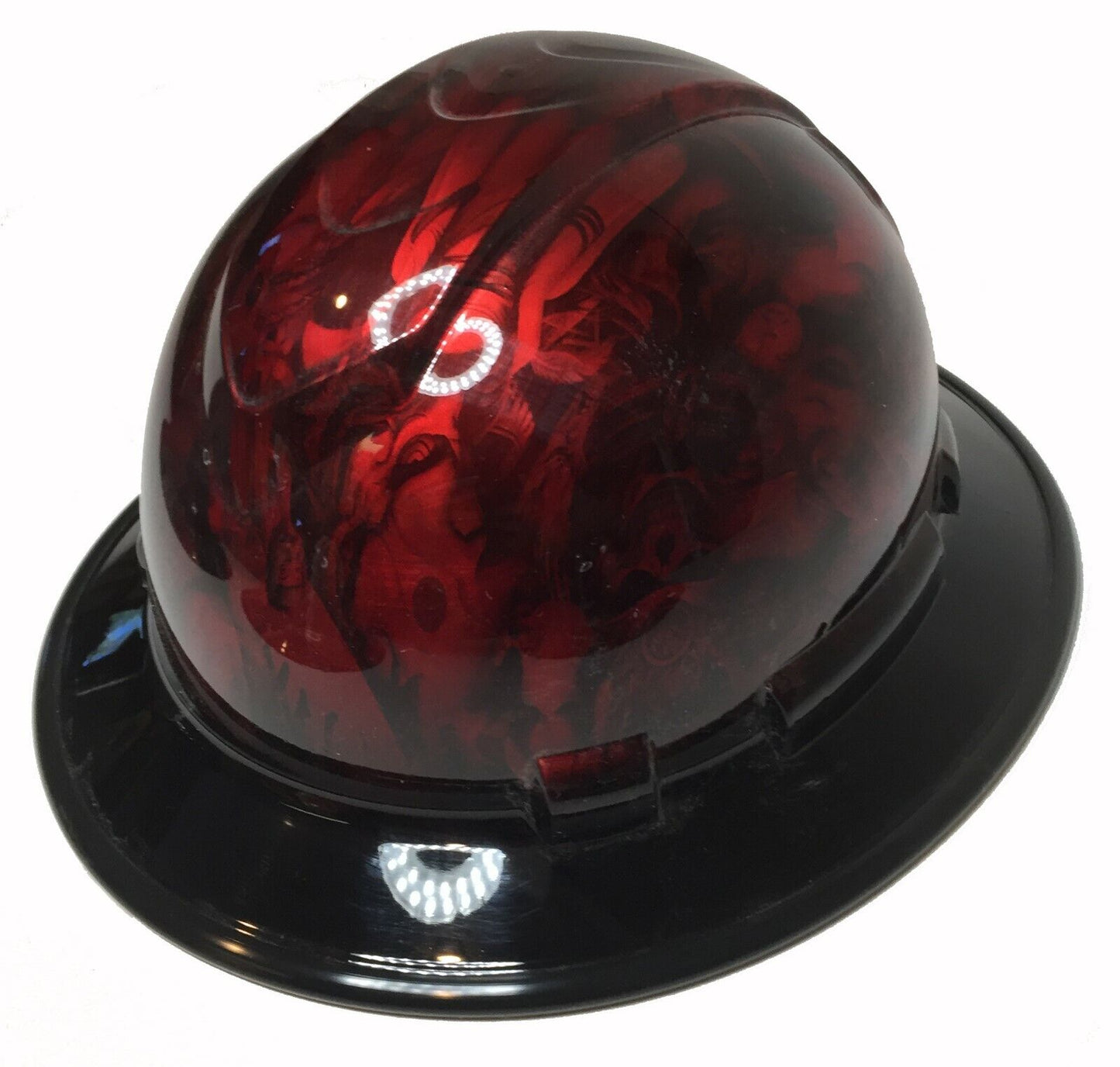 Hydro Dipped Hard Hat Ridgeline Full Brim Red Kandy Beauties & Devils with Black Brim