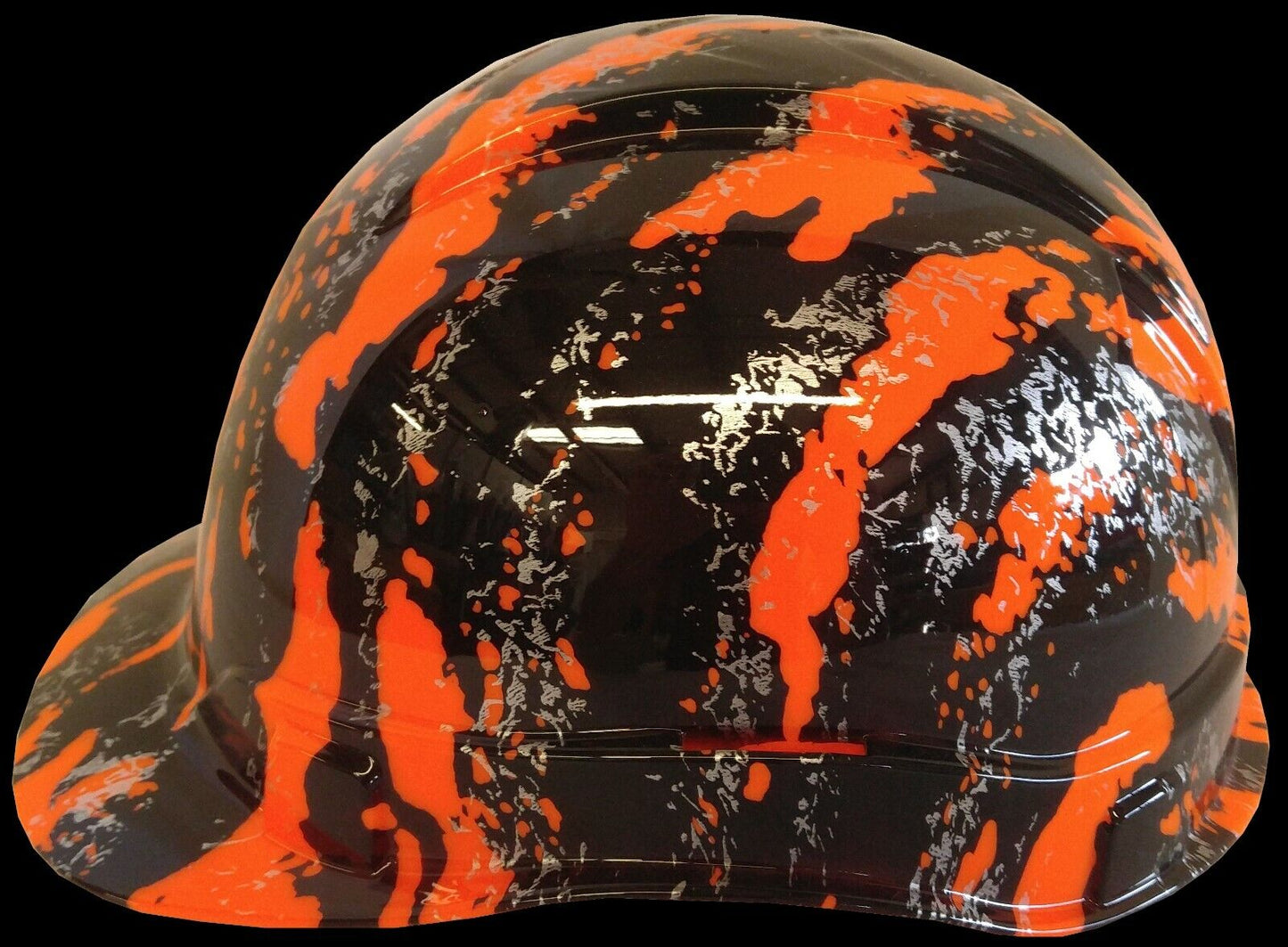 Hydro Dipped Hard Hat Ridgeline Cap Style Custom HiVis Orange Marble Splash