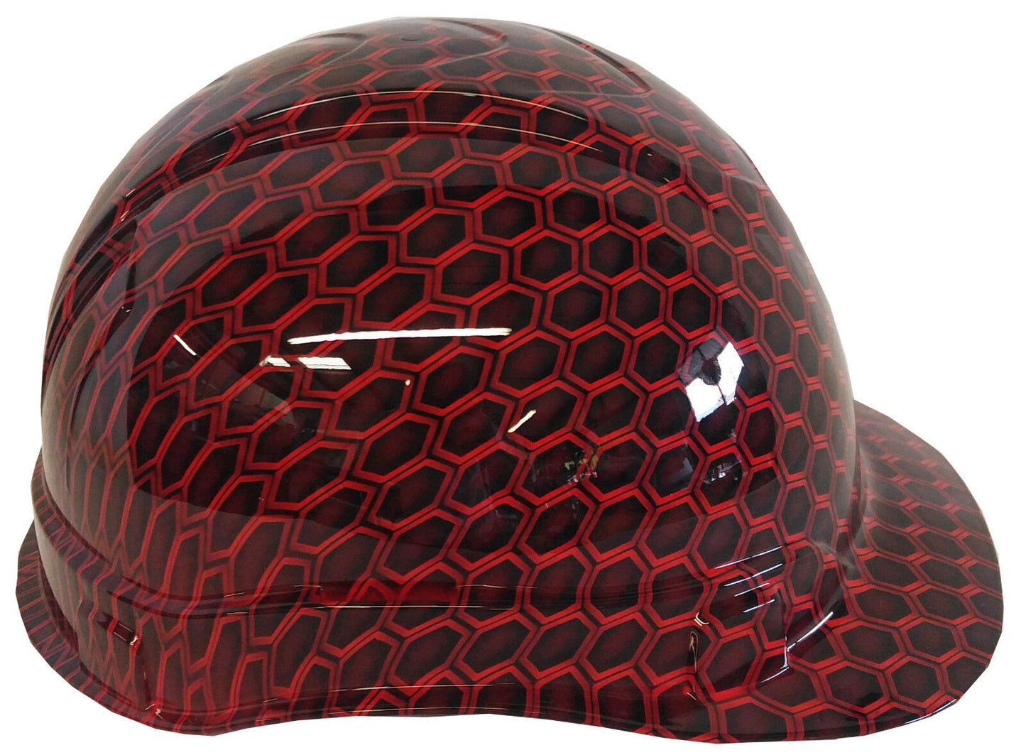 Custom Hydro Dipped Hard Hat High Gloss Red Honeycomb Hex