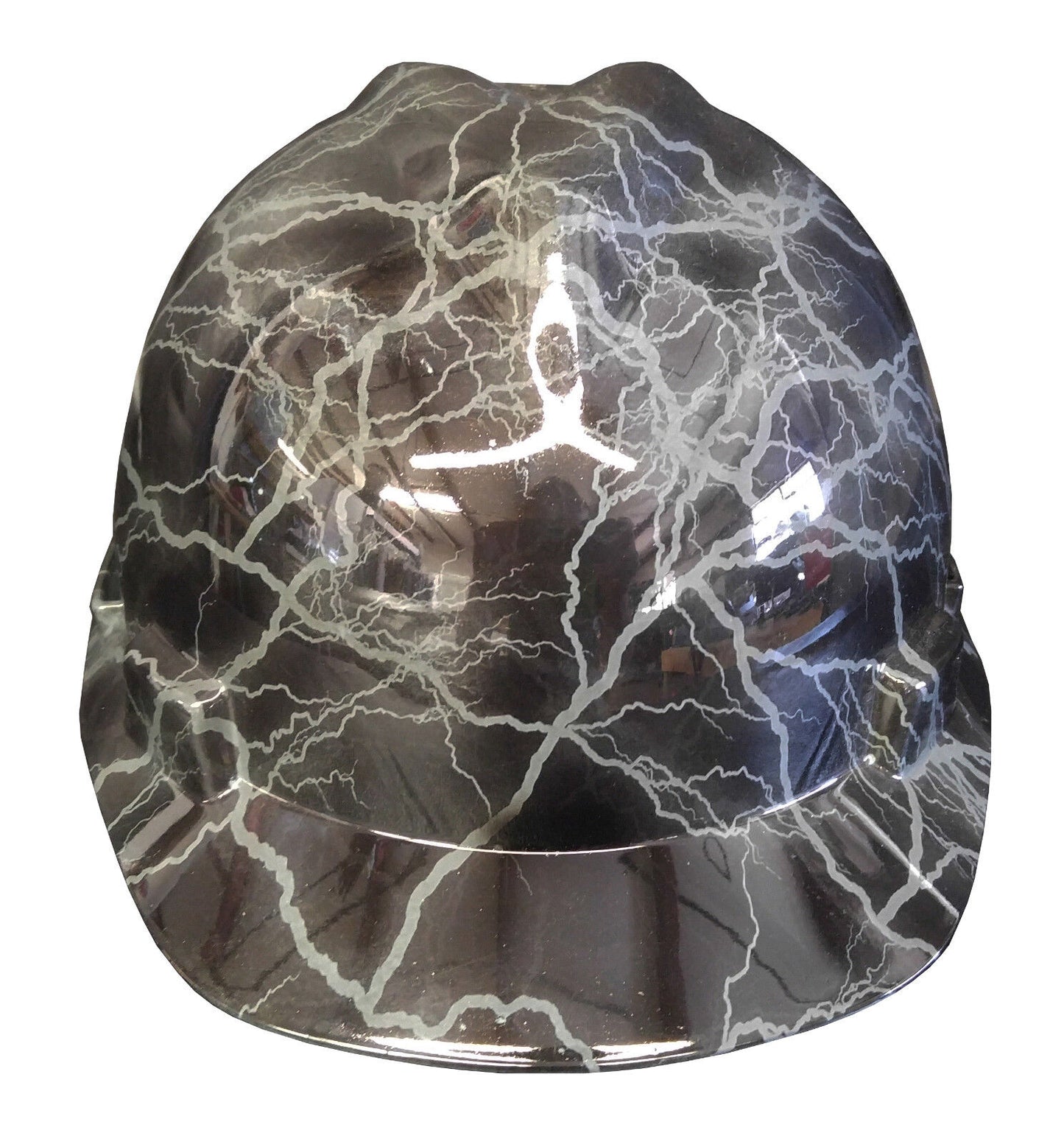 Hydro Dipped Hard Hat MSA Cap Style Navy Grey Lightning