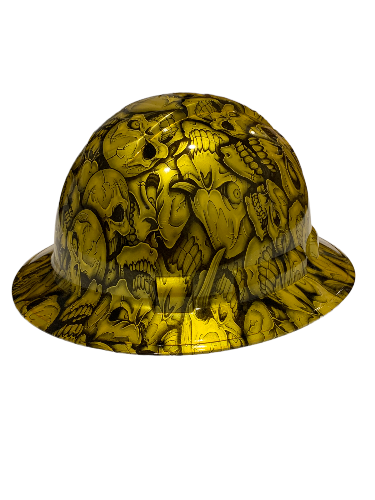 Custom Hydro Dipped Hard Hat Ridgeline Full Brim Kandy Gold Insanity Skulls