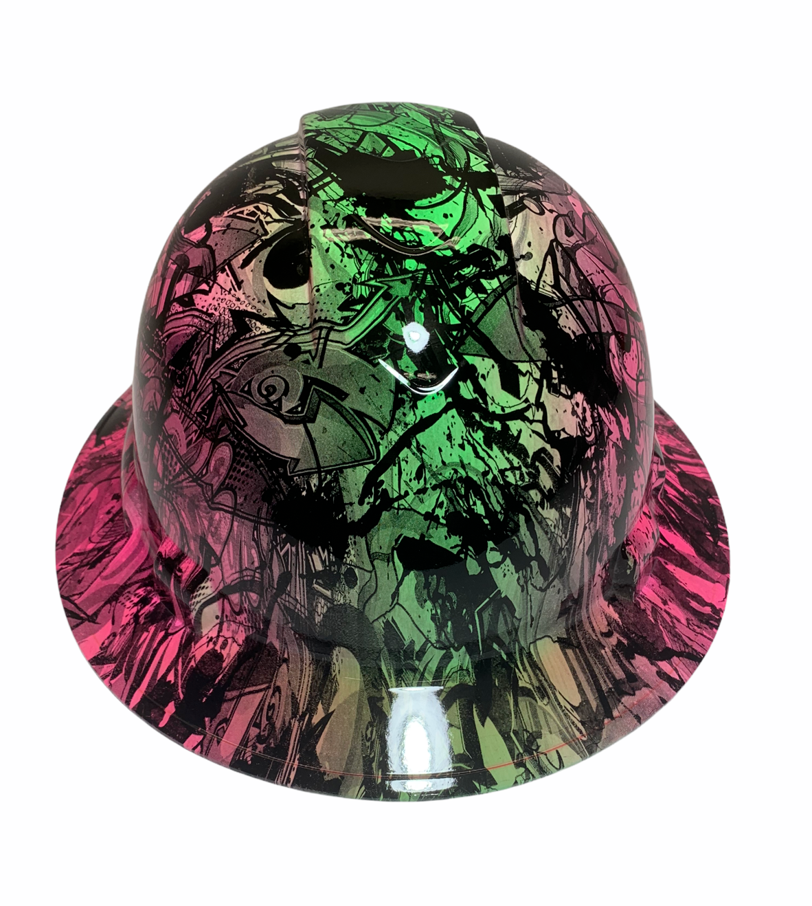 Hydro Dipped Hard Hat Ridgeline Full Brim Custom Pink & Green Double Graffiti