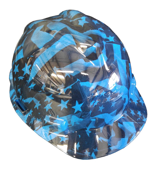 Hydro Dipped Hard Hat MSA Cap Style Blue Midnight Flags