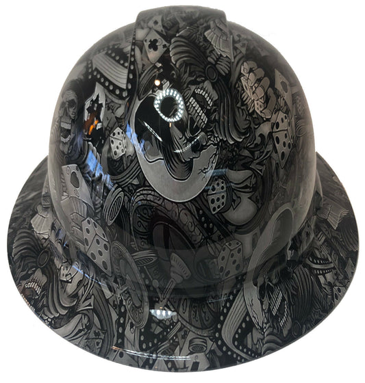 Custom Hydro Dipped Hard Hat Ridgeline Full Brim Light Gray Gambler