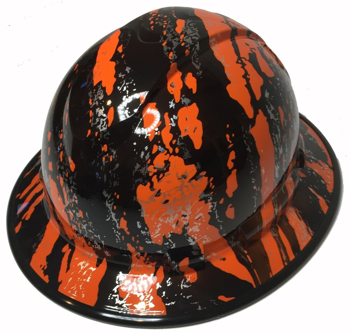 Hydro Dipped Hard Hat Ridgeline Full Brim Custom Orange Marble Splash