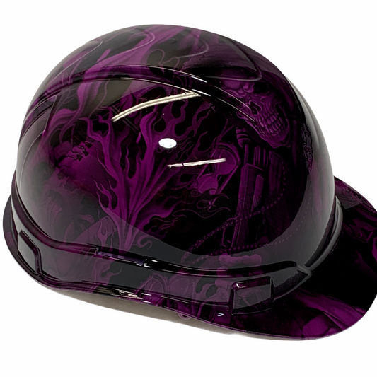 Custom Hydro Dipped Hard Hat Ridgeline Cap Style Purple Ace Of Skulls