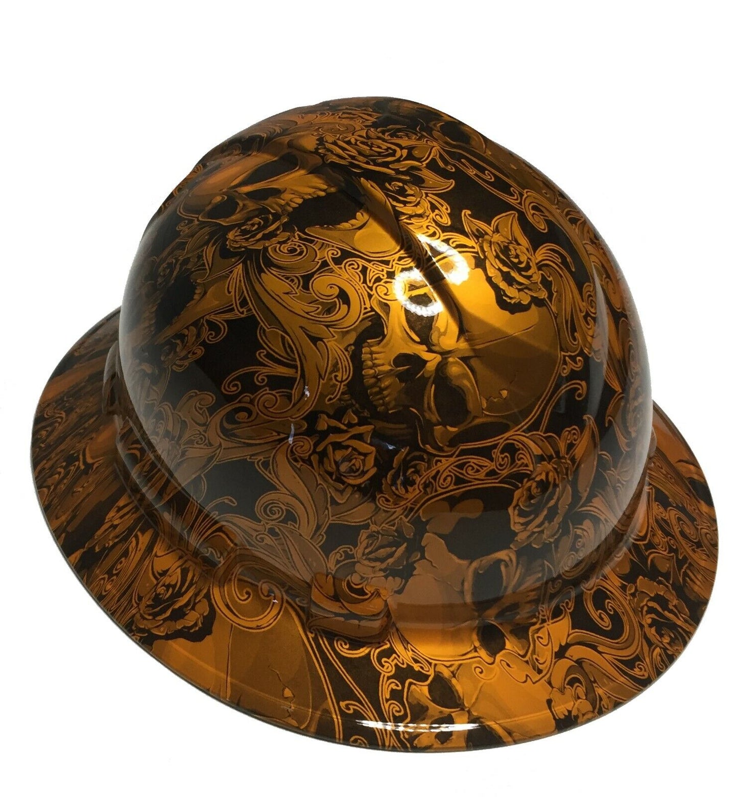 Hydro Dipped Custom Hard Hat Ridgeline Full Brim HOK Sunset Pearl Filigree Skull