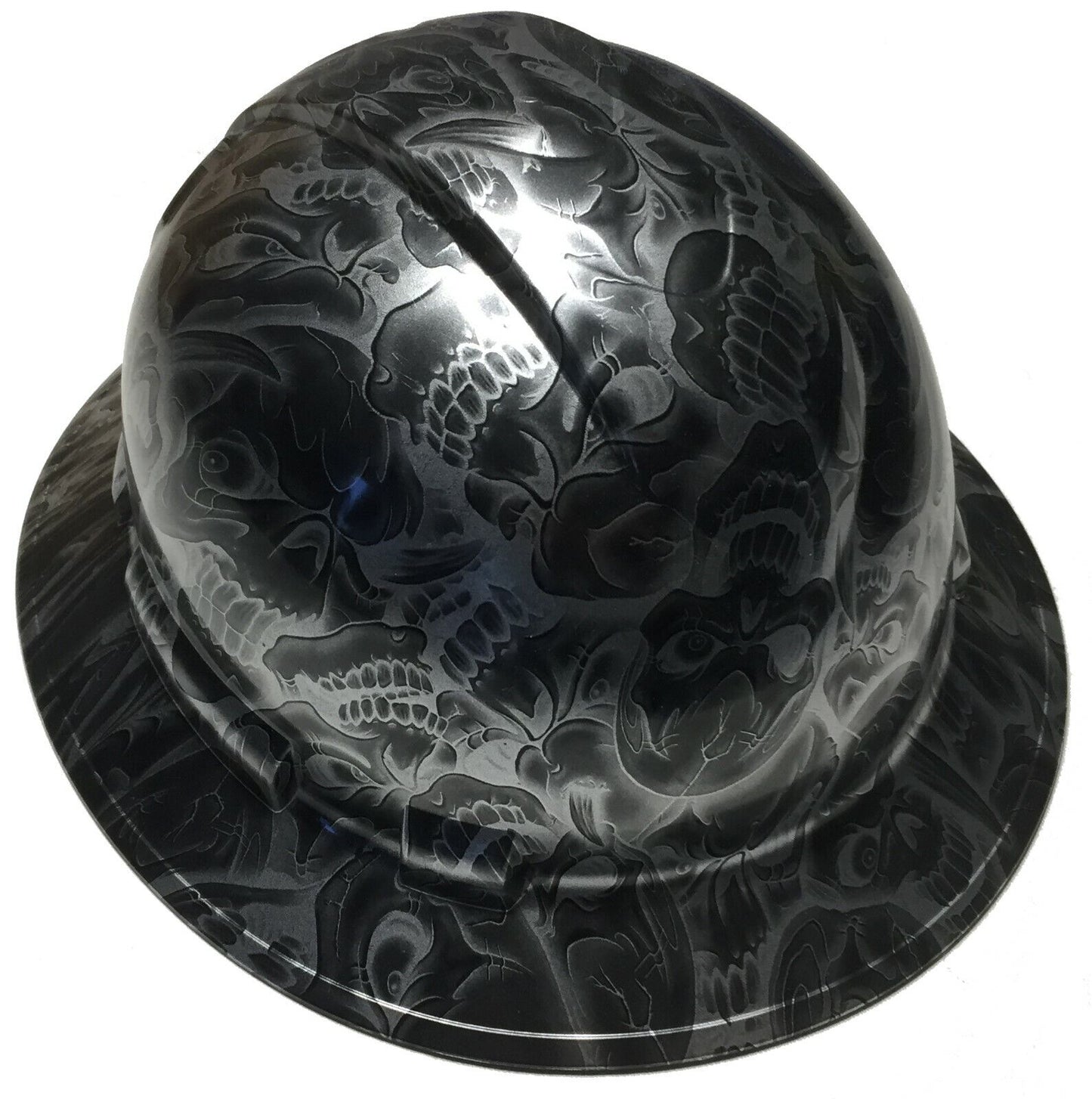 Hydro Dipped Custom Hard Hat Ridgeline Full Brim Black Negative Insanity Skulls