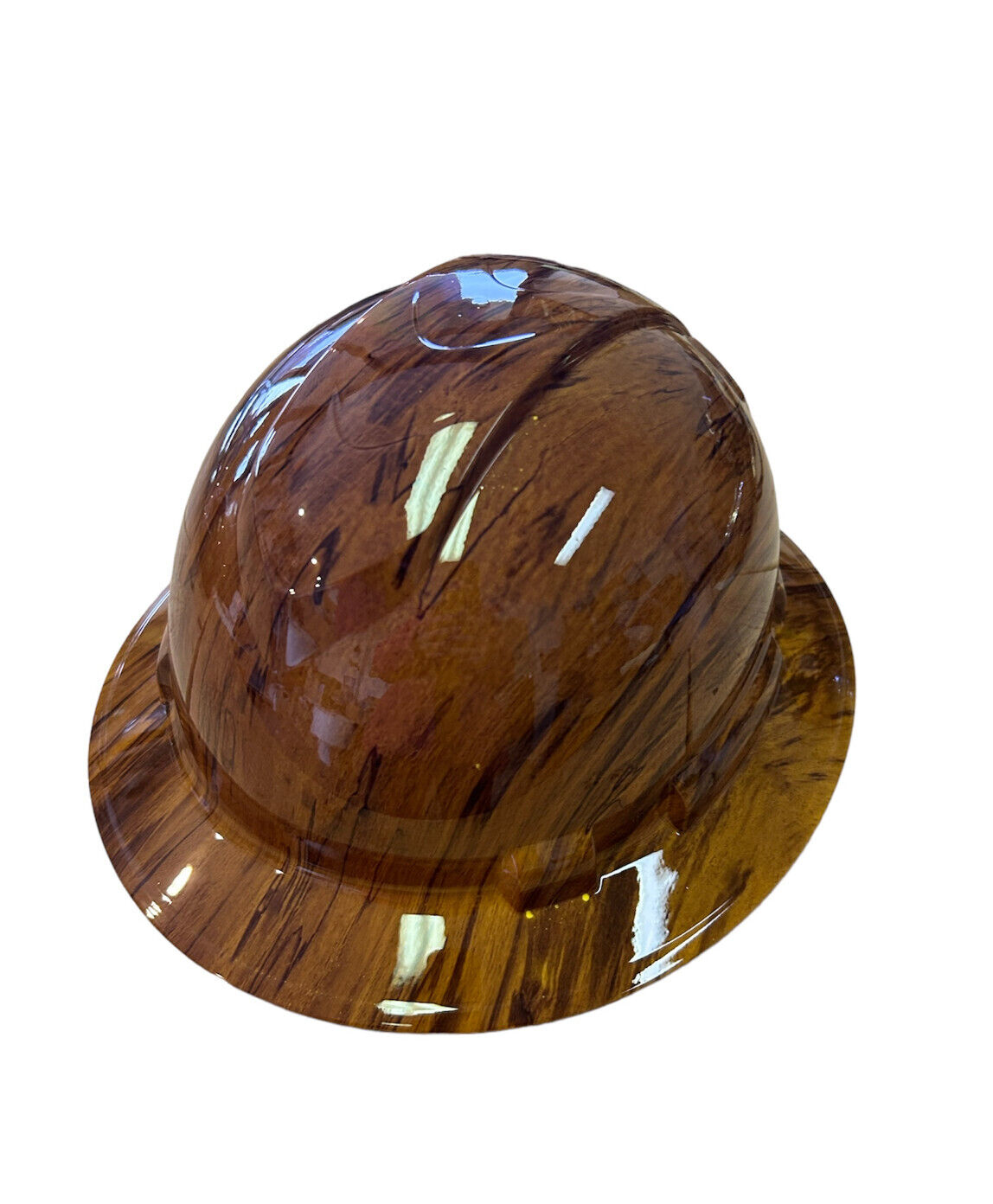 Hydro Dip Hard Hat Yellow Brown Oak Wood Grain Pyramex Ridgeline Protective