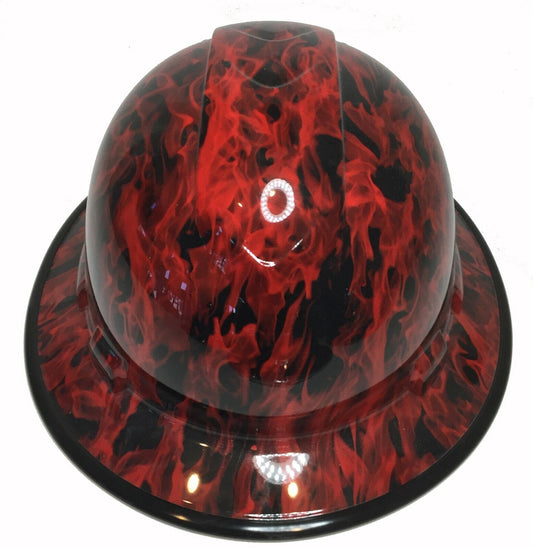 Hydro Dipped Hard Hat Ridgeline Full Brim Custom Red Flames