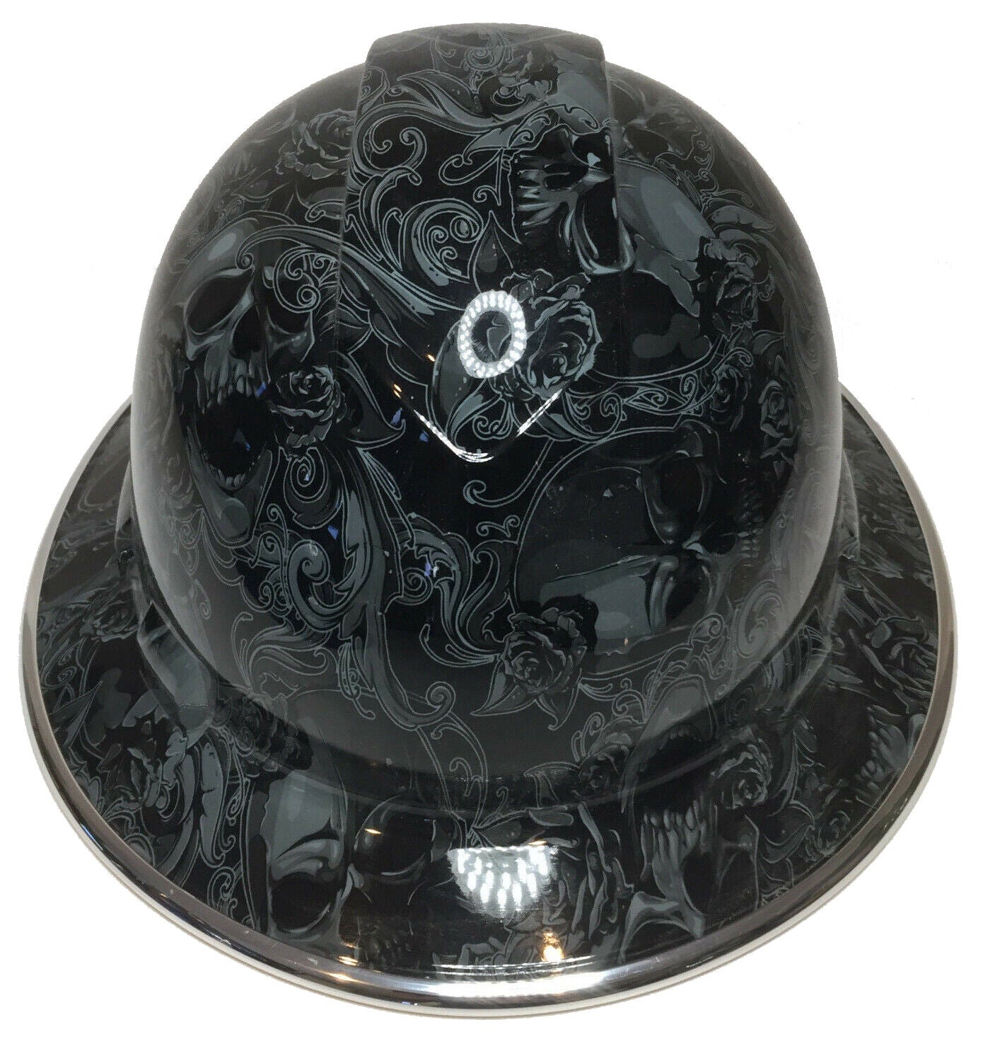 Hydro Dipped Hard Hat Ridgeline Full Brim Custom Slate Gray Filigree Skulls